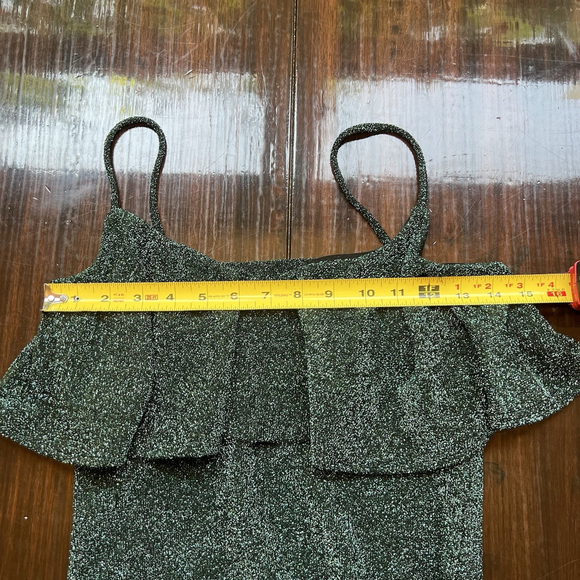 Zara Green Knit Sparkle Ruffle Tank Top Bodysuit Woman’s Small - Picture 9 of 12
